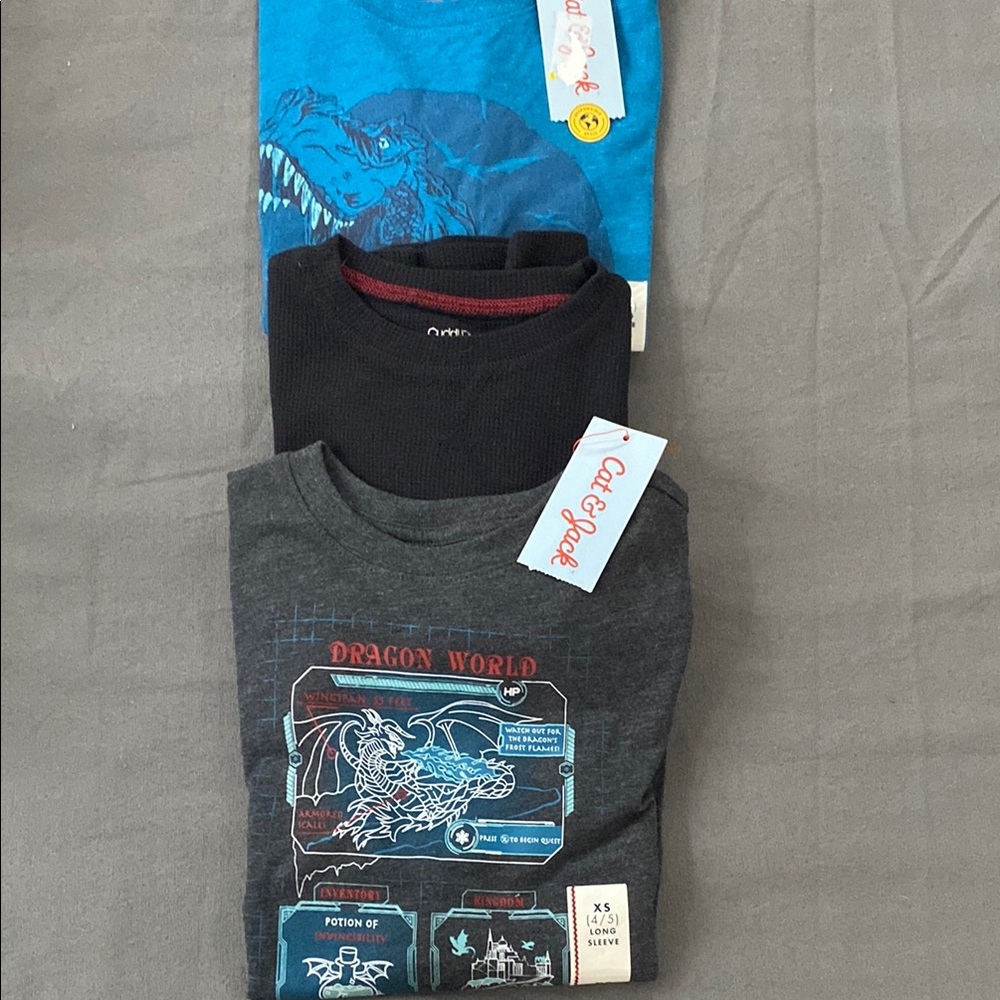 Graphic T-Shirts Set - Blue, Black, Gray